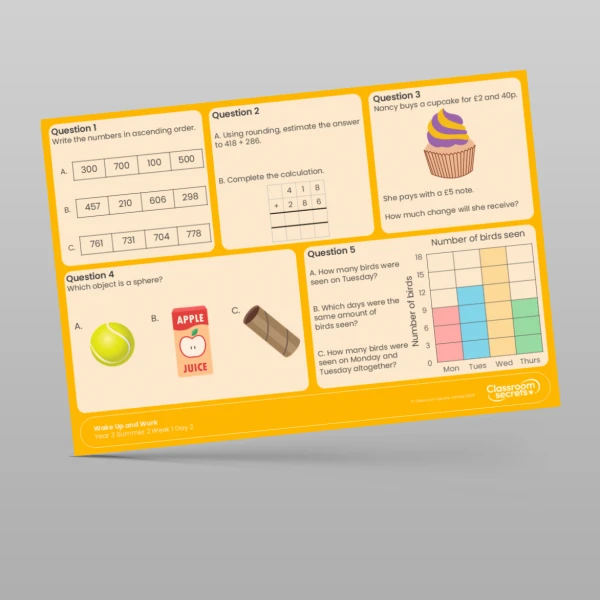 An image of the Summer 2 Week 1 Wake Up and Work Resource