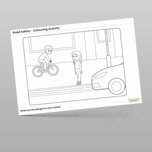 An image of the Road Safety Colouring Activity Resource