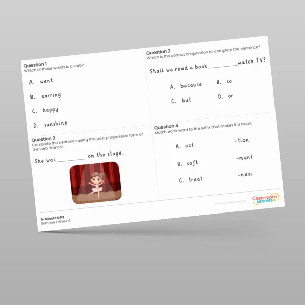 An image of the 5-Minute GPS Summer 1 Week 6 Resource