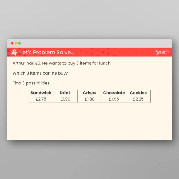 An image of the Solve Problems with Money Teaching PPT Resource