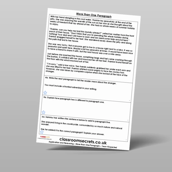 An image of the More than One Paragraph Application and Reasoning Resource