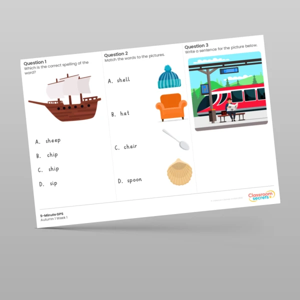 An image of the Free 5-Minute GPS Autumn 1 Week 1 Resource