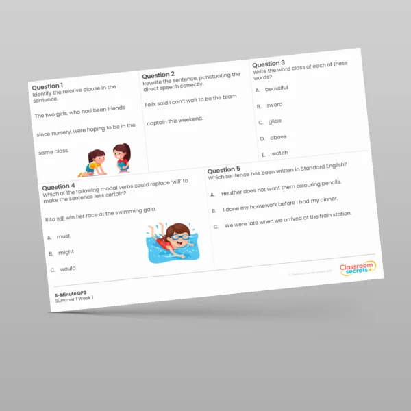 An image of the 5-Minute GPS Summer 1 Week 1 Resource