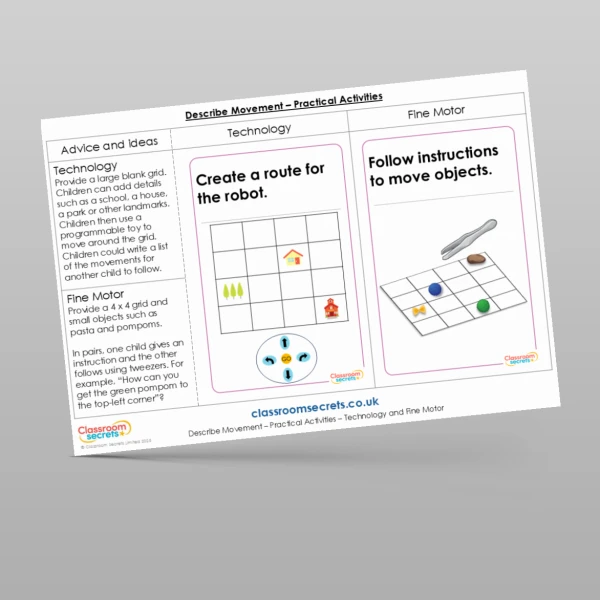 An image of the Describe Movement Practical Activities Resource