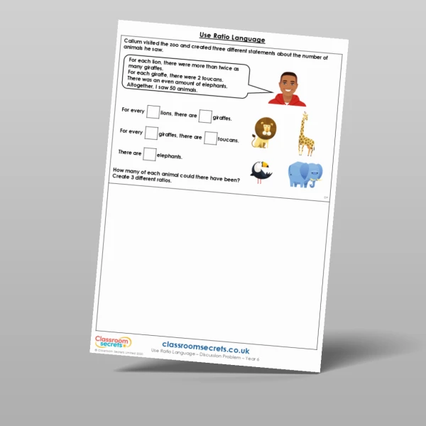An image of the Use Ratio Language Discussion Problem Resource
