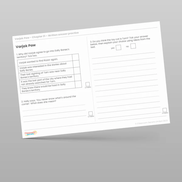 An image of the Reading Skills - Varjak Paw - Chapter 21 Resource