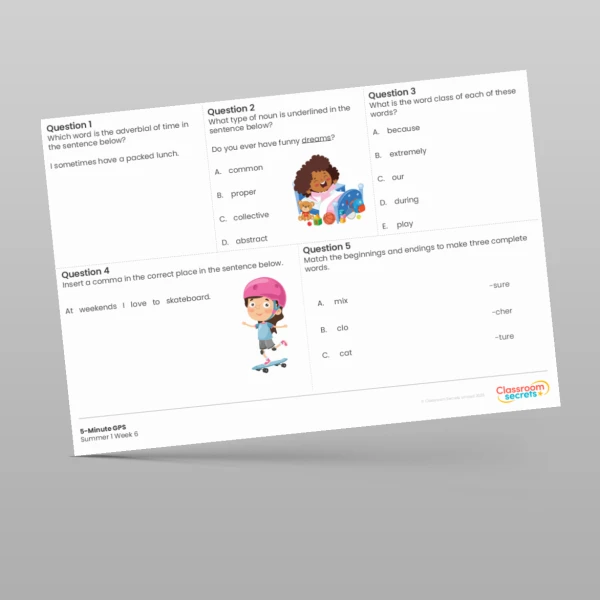 An image of the 5-Minute GPS Summer 1 Week 6 Resource