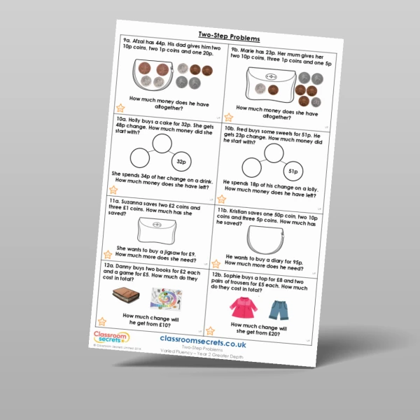 An image of the Two-Step Problems Varied Fluency Resource