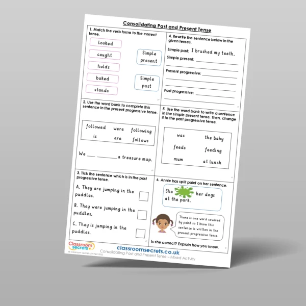 An image of the Consolidating Past and Present Tense Mixed Activity Resource