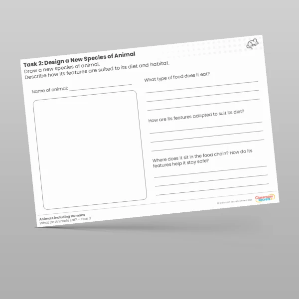 An image of the Design a New Species of Animal Worksheet Resource