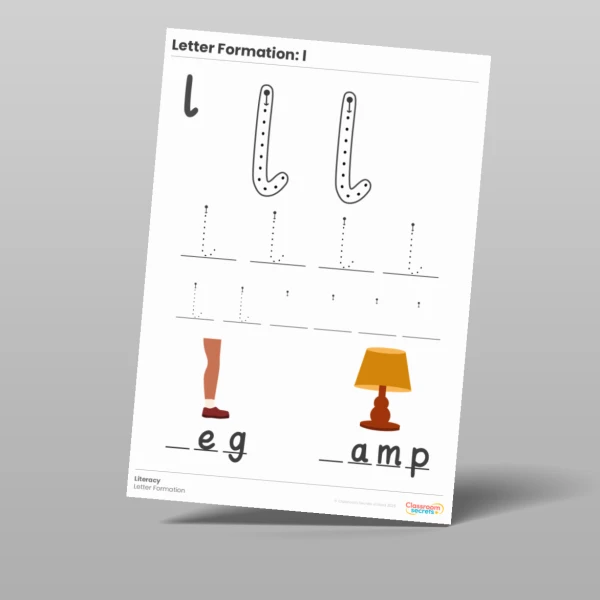 An image of the Letter Formation Worksheet: l Resource
