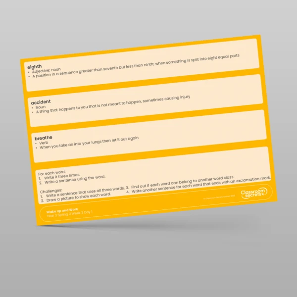 An image of the Spring 2 Week 2 Wake Up and Work Resource