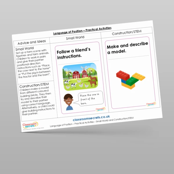 An image of the Language of Position Practical Activities Resource