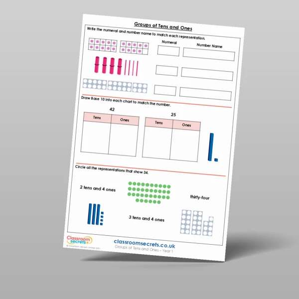 An image of the Groups of Tens and Ones Main Activity Resource