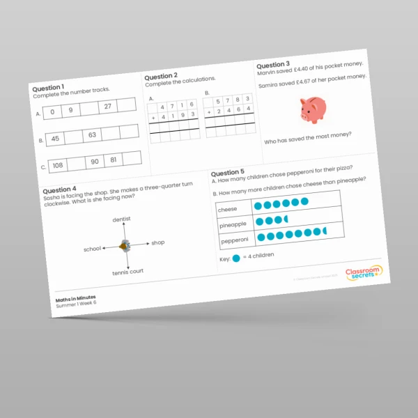 An image of the Summer 1 Week 6 Maths in Minutes Resource