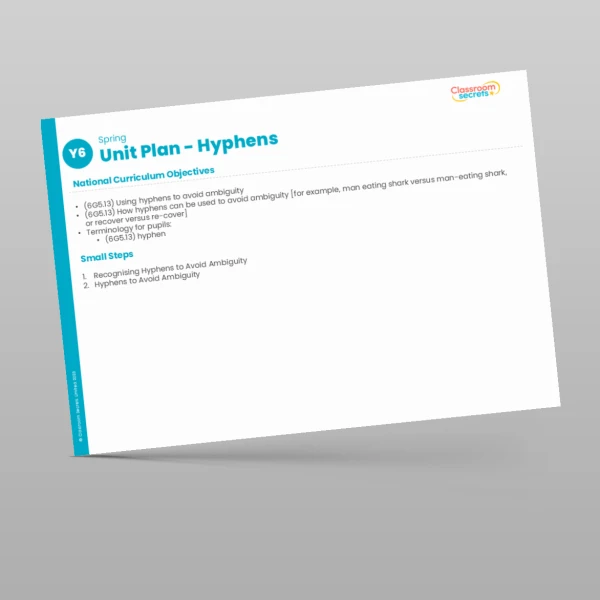 An image of the Hyphens Unit Plan Resource