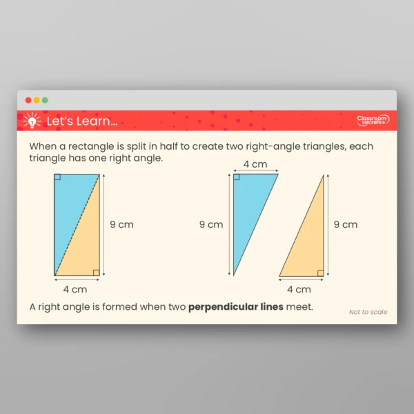 An image of the Area of a Right-Angled Triangle Teaching PPT Resource