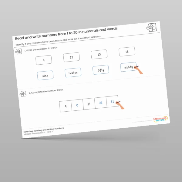 An image of the Counting, Reading and Writing Numbers Mistake Investigators Resource