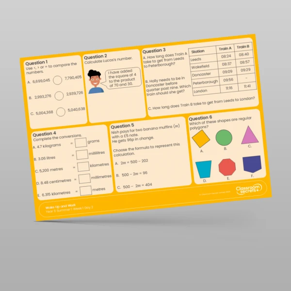 An image of the Summer 1 Week 1 Wake Up and Work Resource