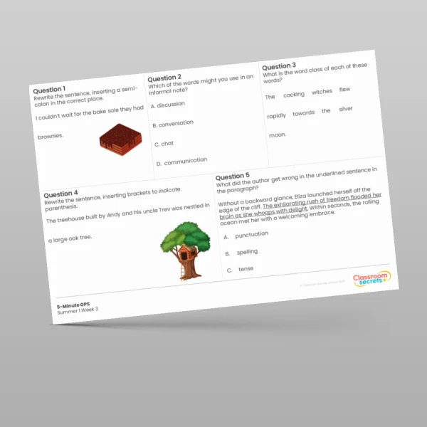 An image of the 5-Minute GPS Summer 1 Week 3 Resource