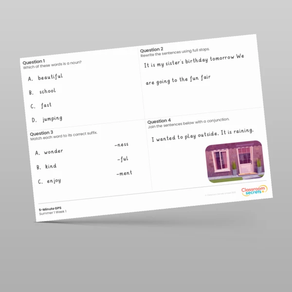 An image of the 5-Minute GPS Summer 1 Week 1 Resource