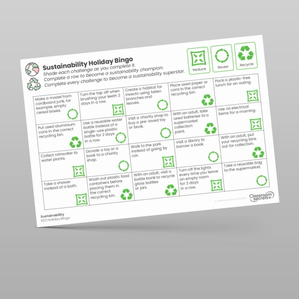 An image of the Sustainability Holiday Bingo Resource