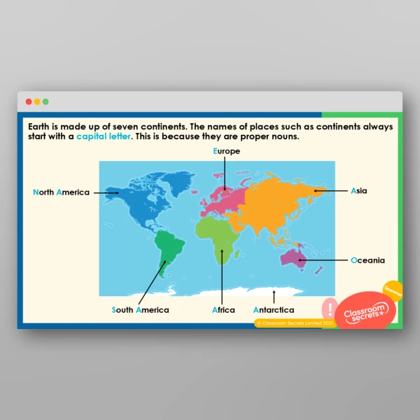 An image of the Capital Letters for Places 2 Teaching PPT Resource