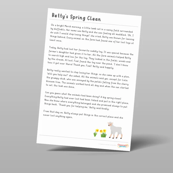 An image of the Spring Reading Activity Resource