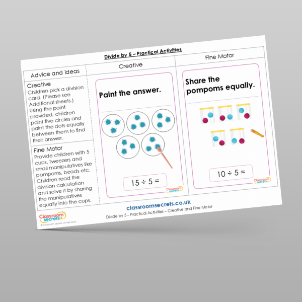 Year 2 Divide By 5 Practical Activities Resource | Classroom Secrets