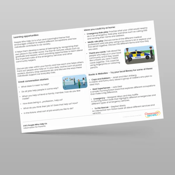 An image of the People Who Help Us Information for Parents Resource