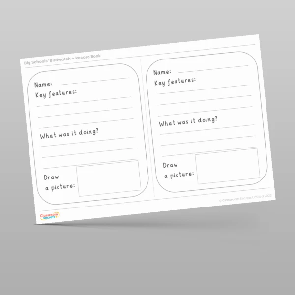 An image of the Big Schools' Birdwatch Record Book Resource