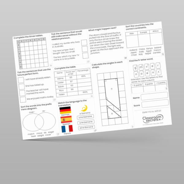Year 6 Early Morning Work Autumn Week 11 Resource | Classroom Secrets