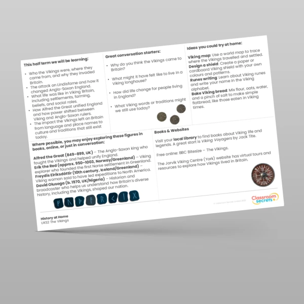 An image of the UKS2 The Vikings History at Home Resource