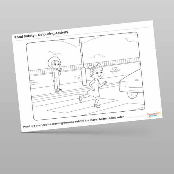 An image of the Road Safety Colouring Activity Resource