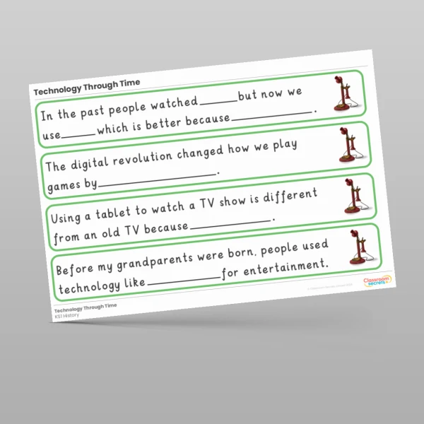 An image of the Technology Through Time Stem Sentences Resource