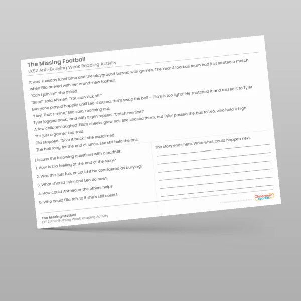 An image of the Anti-Bullying Week Reading Activity Resource