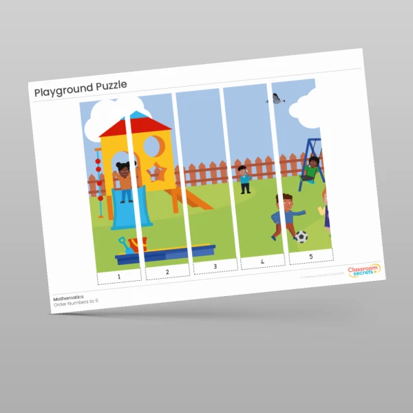 An image of the Playground Ordering Numbers Puzzle Resource