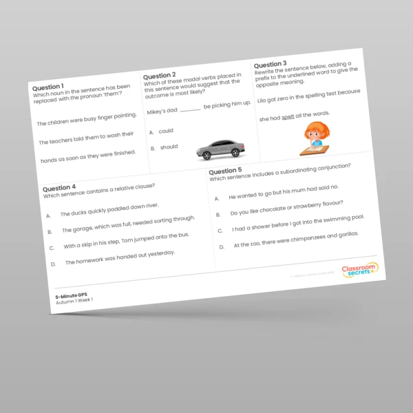 An image of the Free 5-Minute GPS Autumn 1 Week 1 Resource
