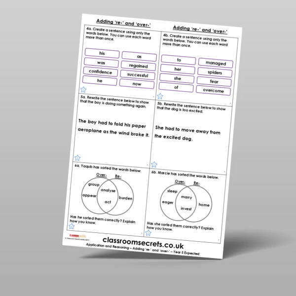 An image of the Adding 're-' and 'over-' Application and Reasoning Resource