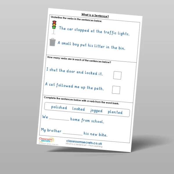 An image of the What is a Sentence? Prior Learning Resource