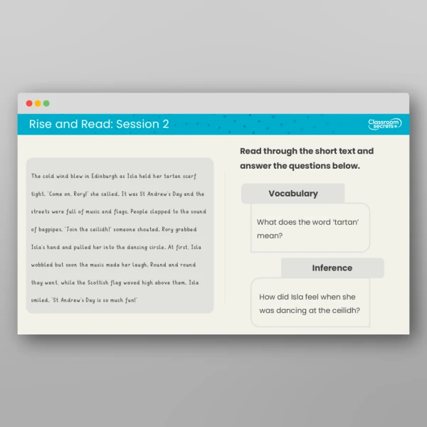 An image of the Rise and Read St Andrew's Day Resource