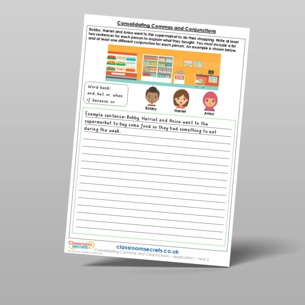 An image of the Consolidating Commas and Conjunctions Application Resource