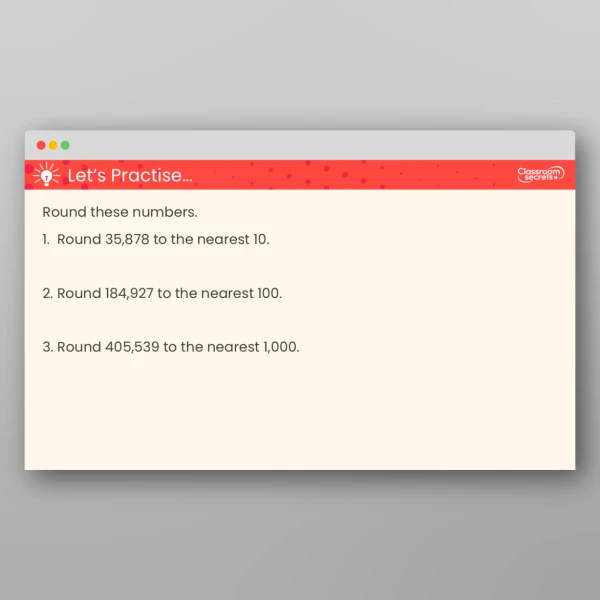 An image of the Round to the Nearest 10, 100 or 1,000 Teaching PPT Resource