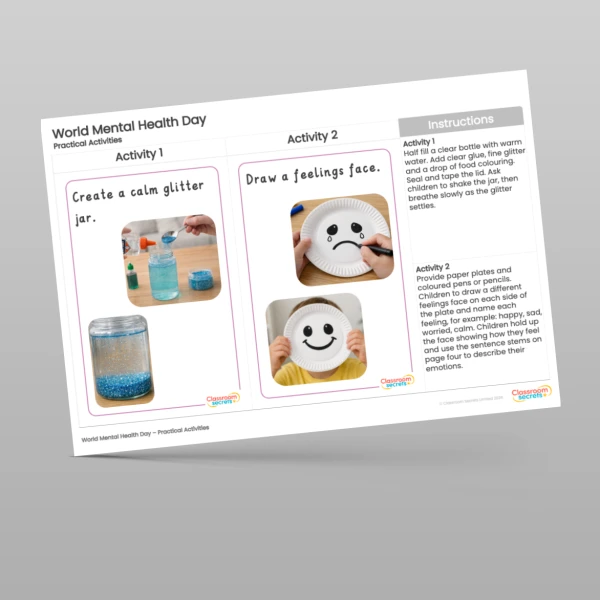 An image of the World Mental Health Day Practical Activities Resource