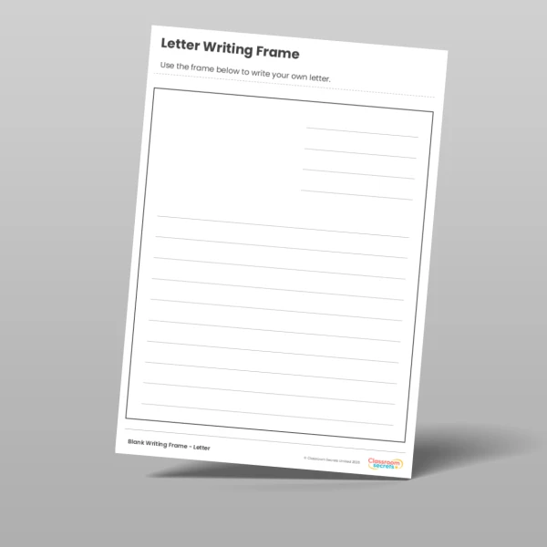 An image of the Blank Writing Frame Letter Resource