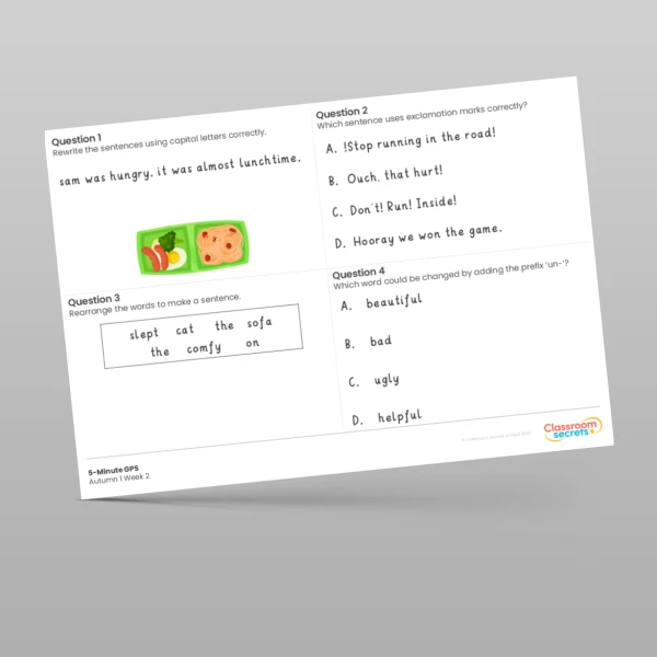 An image of the 5-Minute GPS Autumn 1 Week 2 Resource