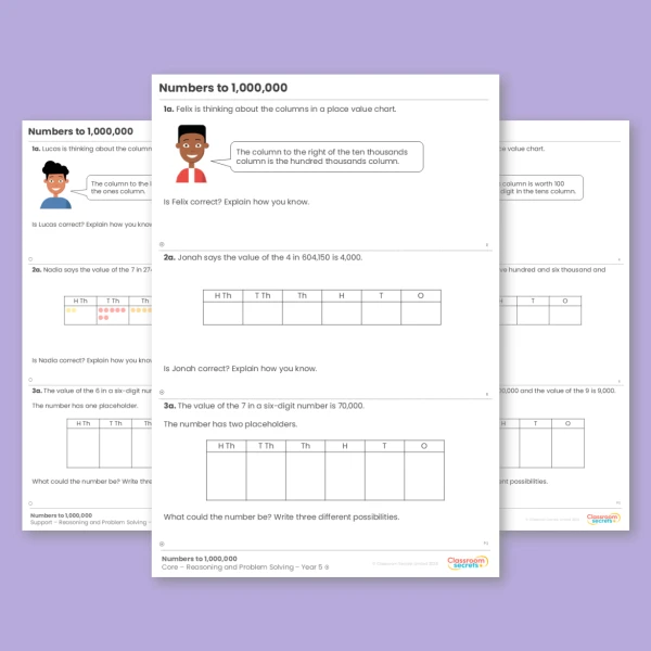 Year 5 Numbers to 1,000,000 Place Value Reasoning and Problem Solving