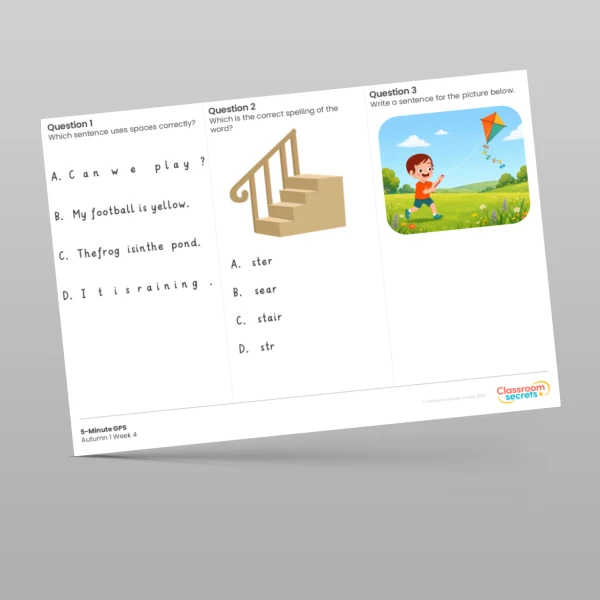 An image of the 5-Minute GPS Autumn 1 Week 4 Resource