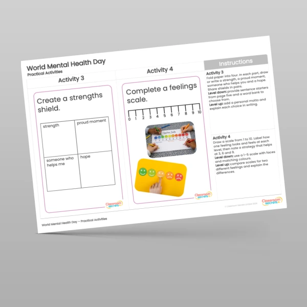 An image of the World Mental Health Day Practical Activities Resource