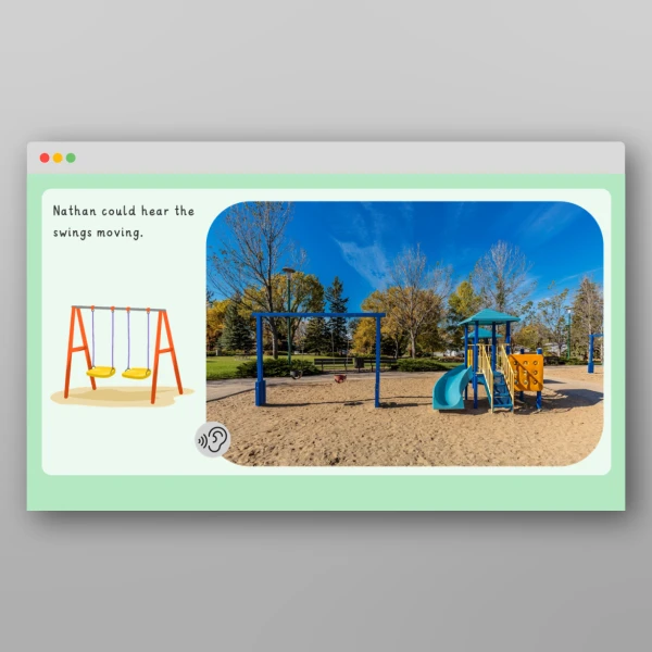 An image of the Phase 1 Phonics Environmental Sounds Sound Story Park PPT Resource